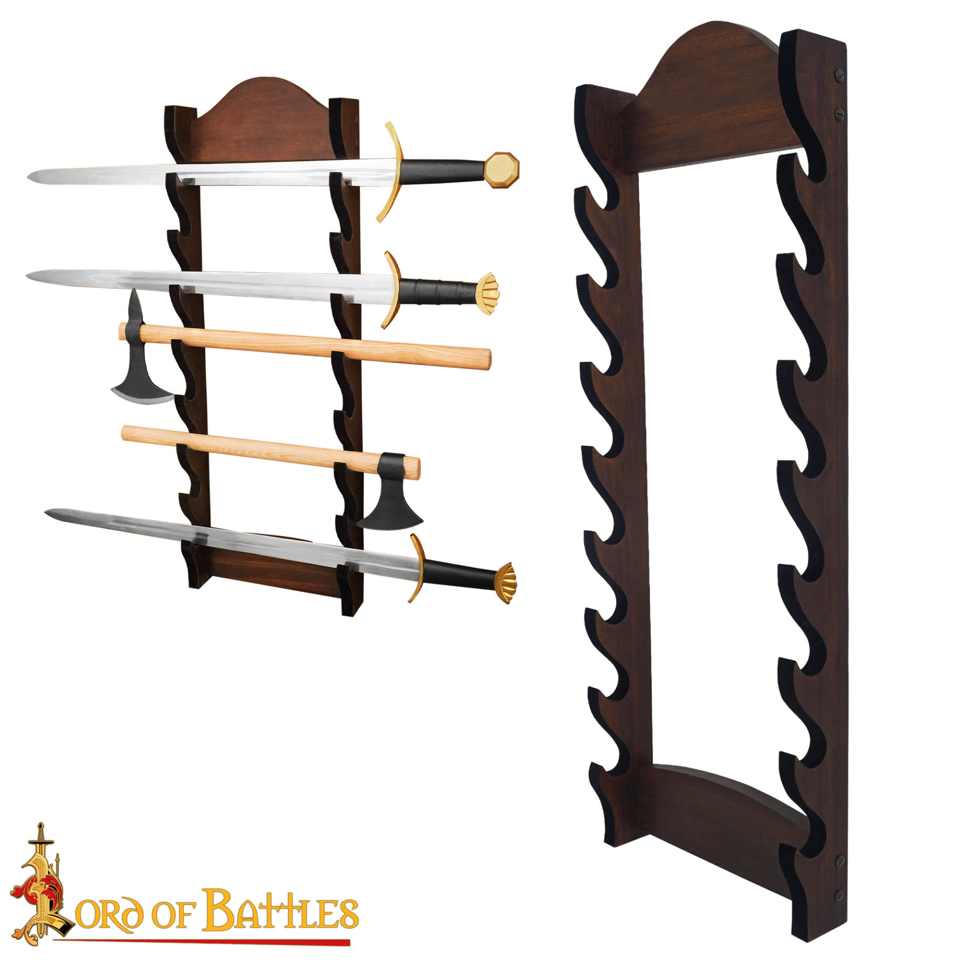 Eight Tier Handcrafted Genuine Hardwood Sword and Axe Stand-26154 3 Stand