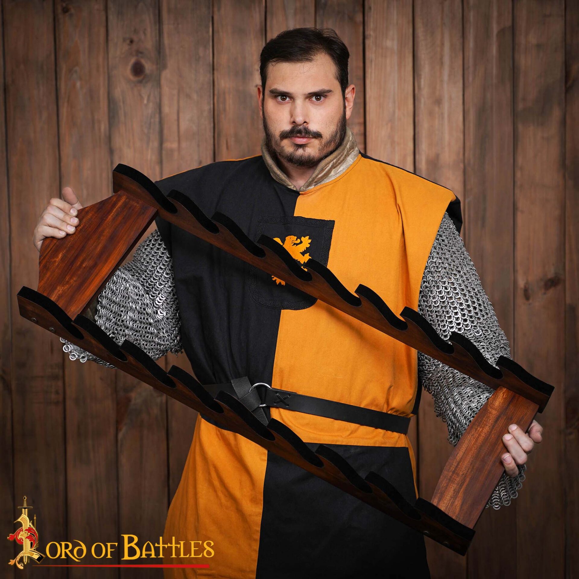 Eight Tier Handcrafted Genuine Hardwood Sword and Axe Stand-26154 5 Stand