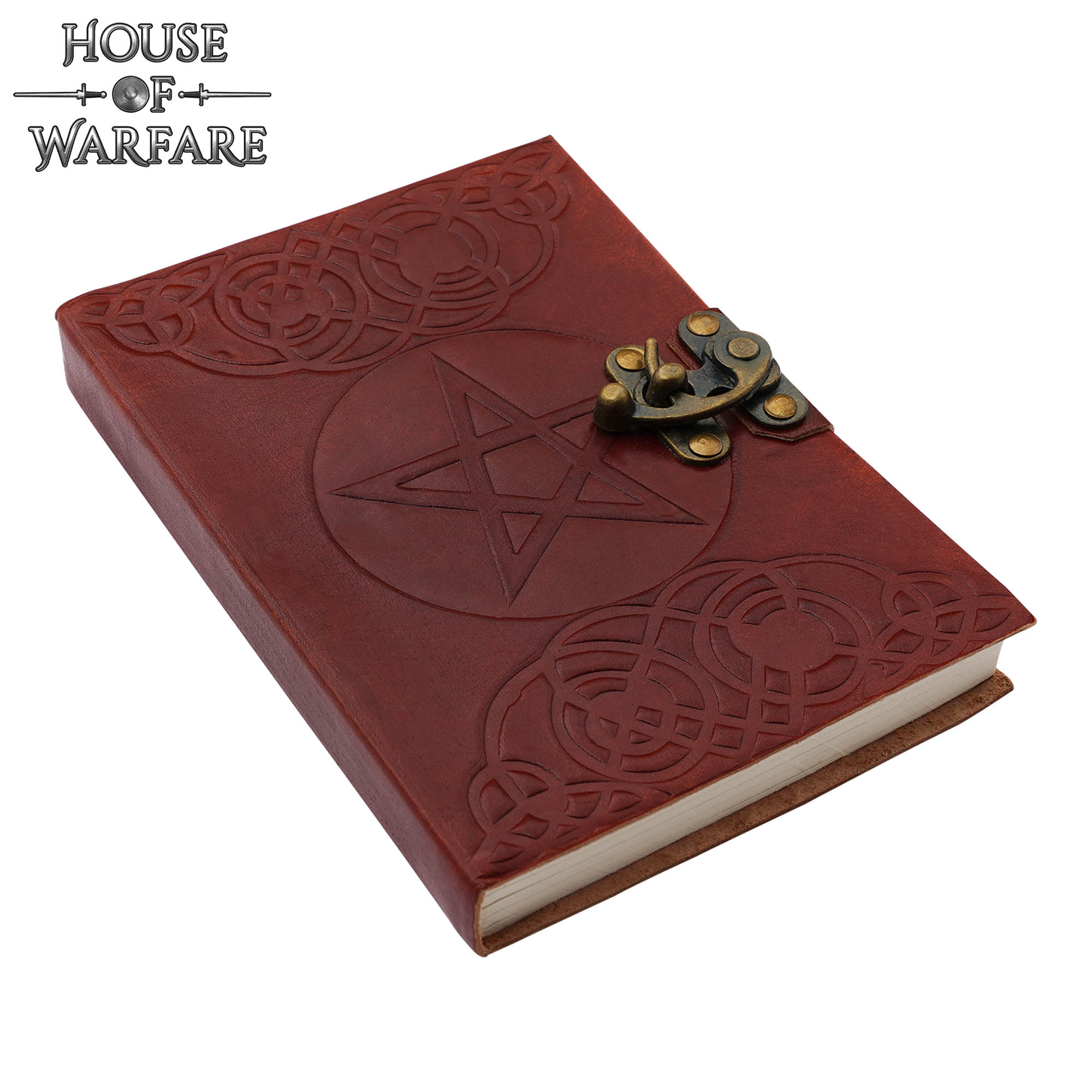 Handmade Leather Journal with Pentagram Embossing with Brass Lock-700281 3 Handmade Leather Journal