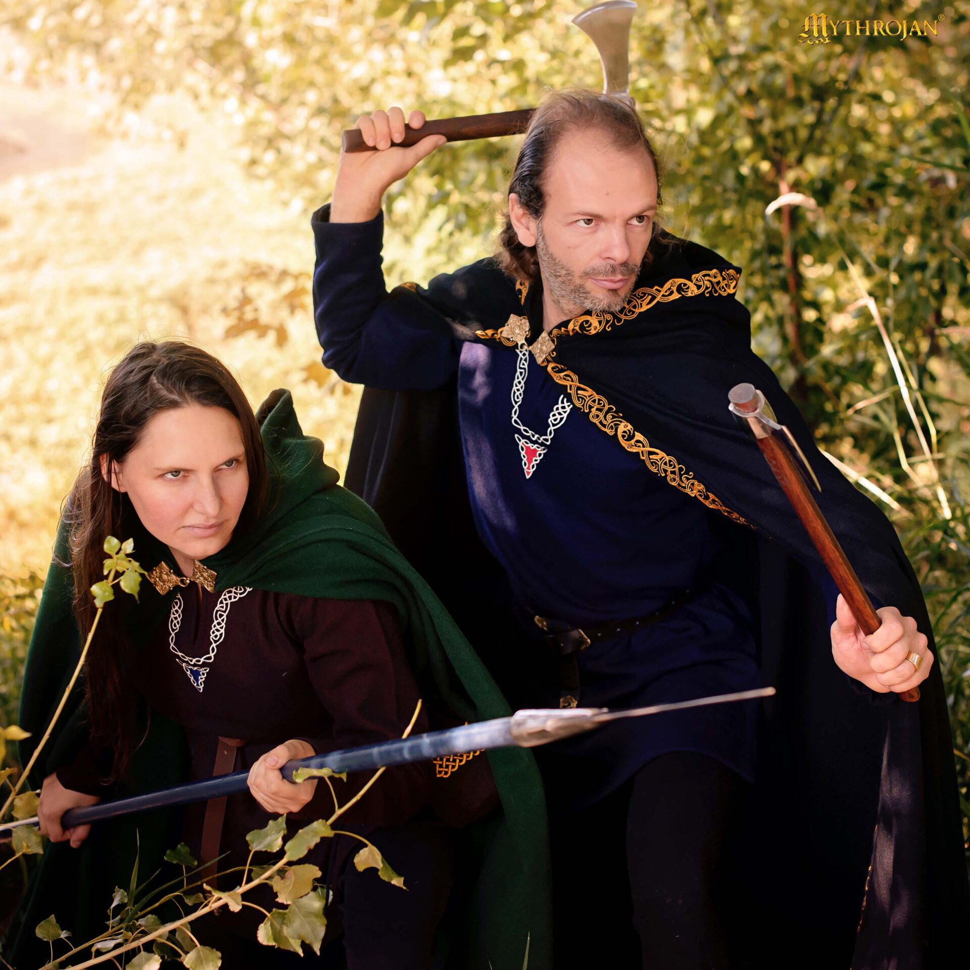 Medieval Viking Cotton Tunic with Embroidery one-300836NBL 5 Wool Tunic