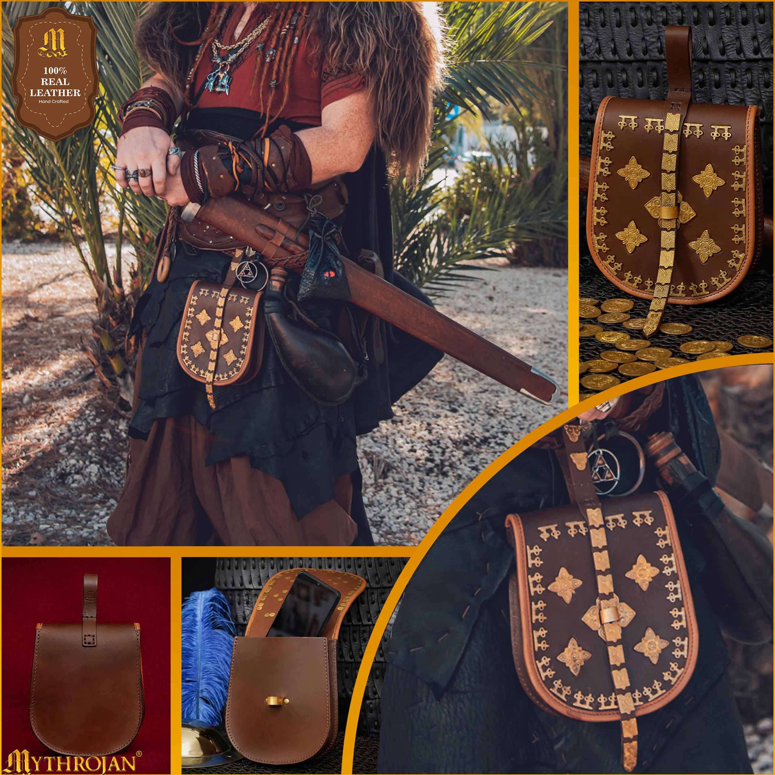 Birka Viking Leather Bag (Tarsoly) – Brass Fittings