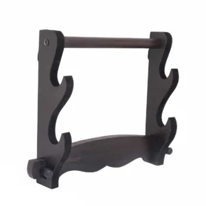 Handcrafted Two-Tier Sword Wall Mounting Wooden Stand