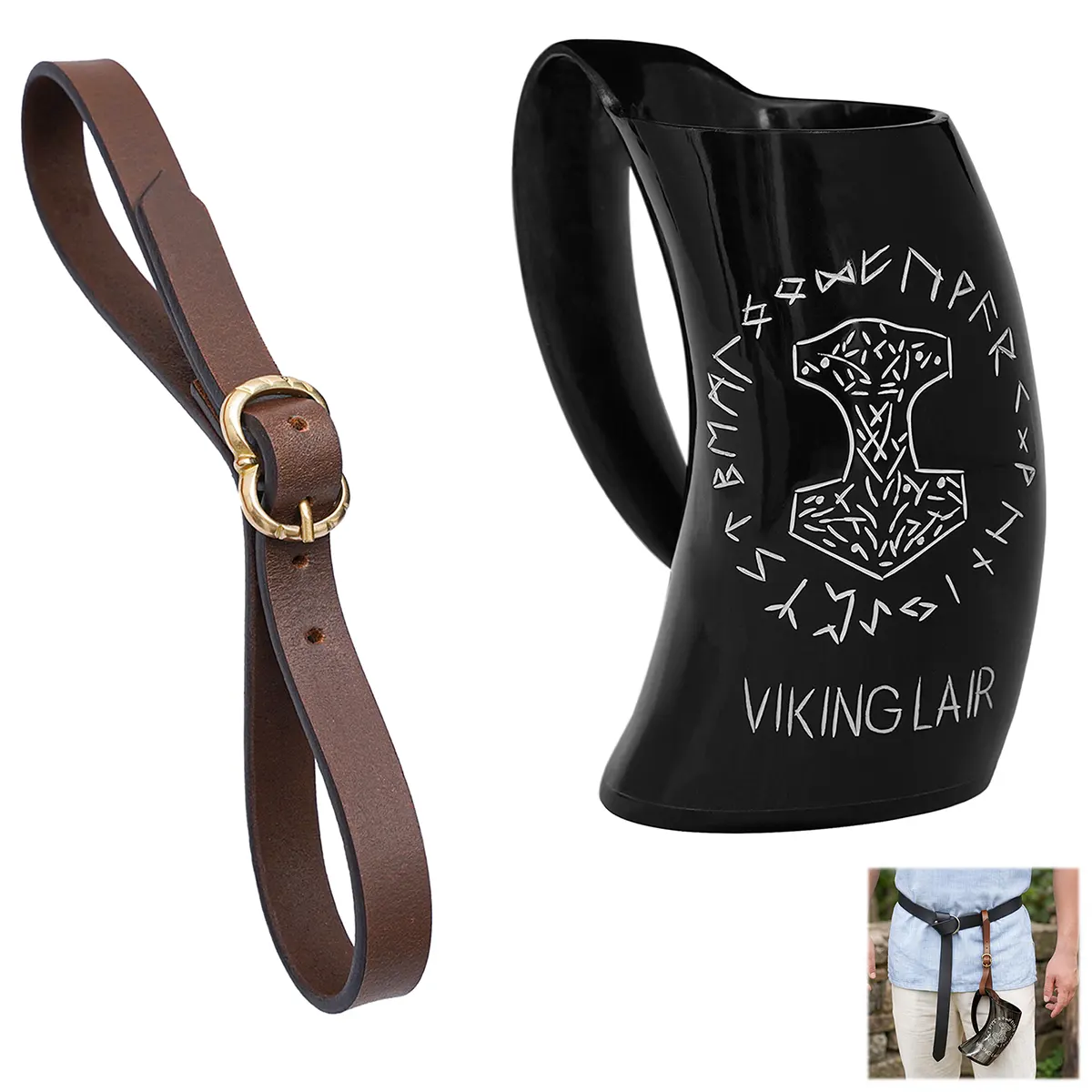 Viking Mjolnir Drinking Horn Mug
