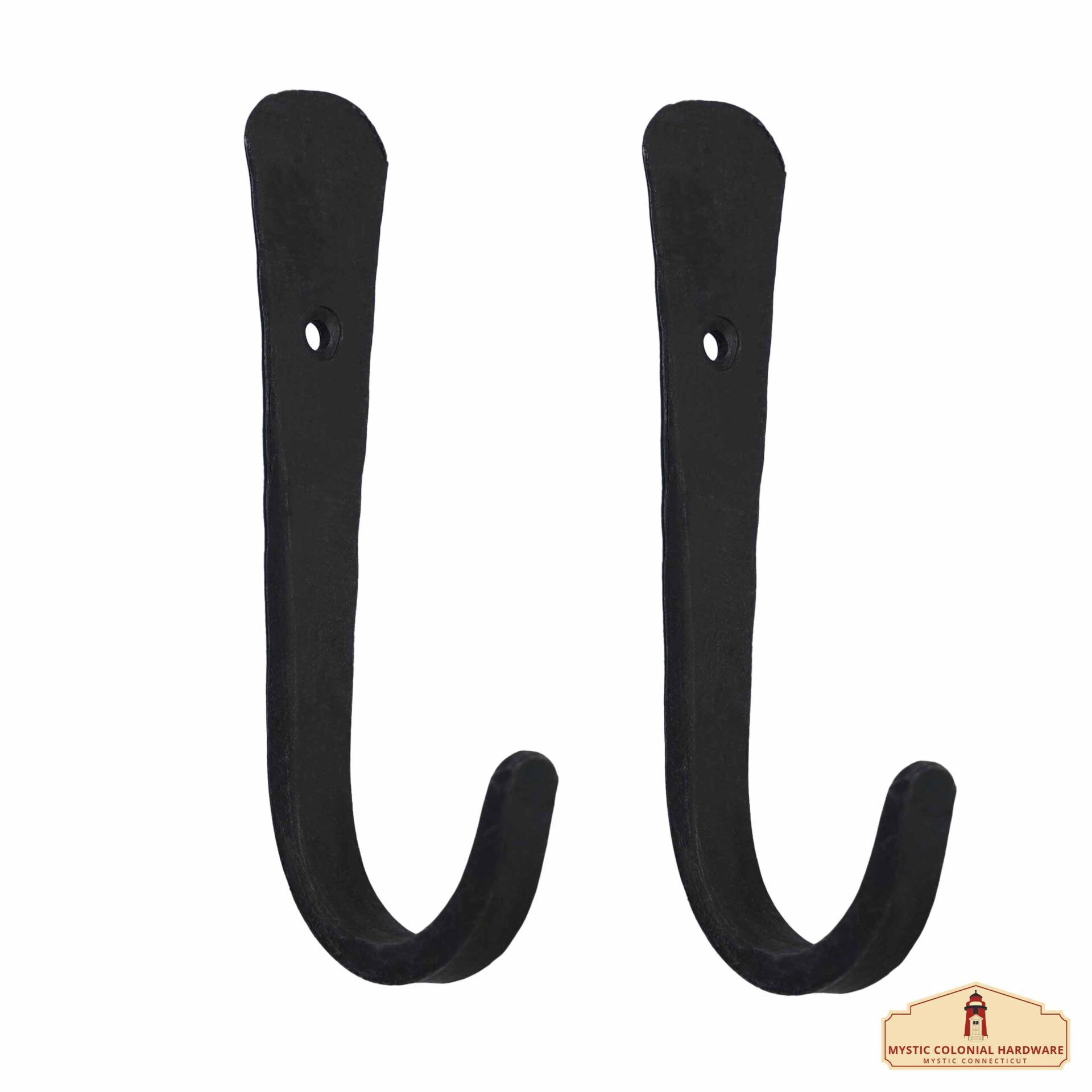 500267OB-2SET_1 Rustic Forged Iron Wall Hooks, Heavy Duty Retro Utility Hooks for Hanging Coat, Bag, Towel, Robe, Hat and More, Finish: Oil Blackened