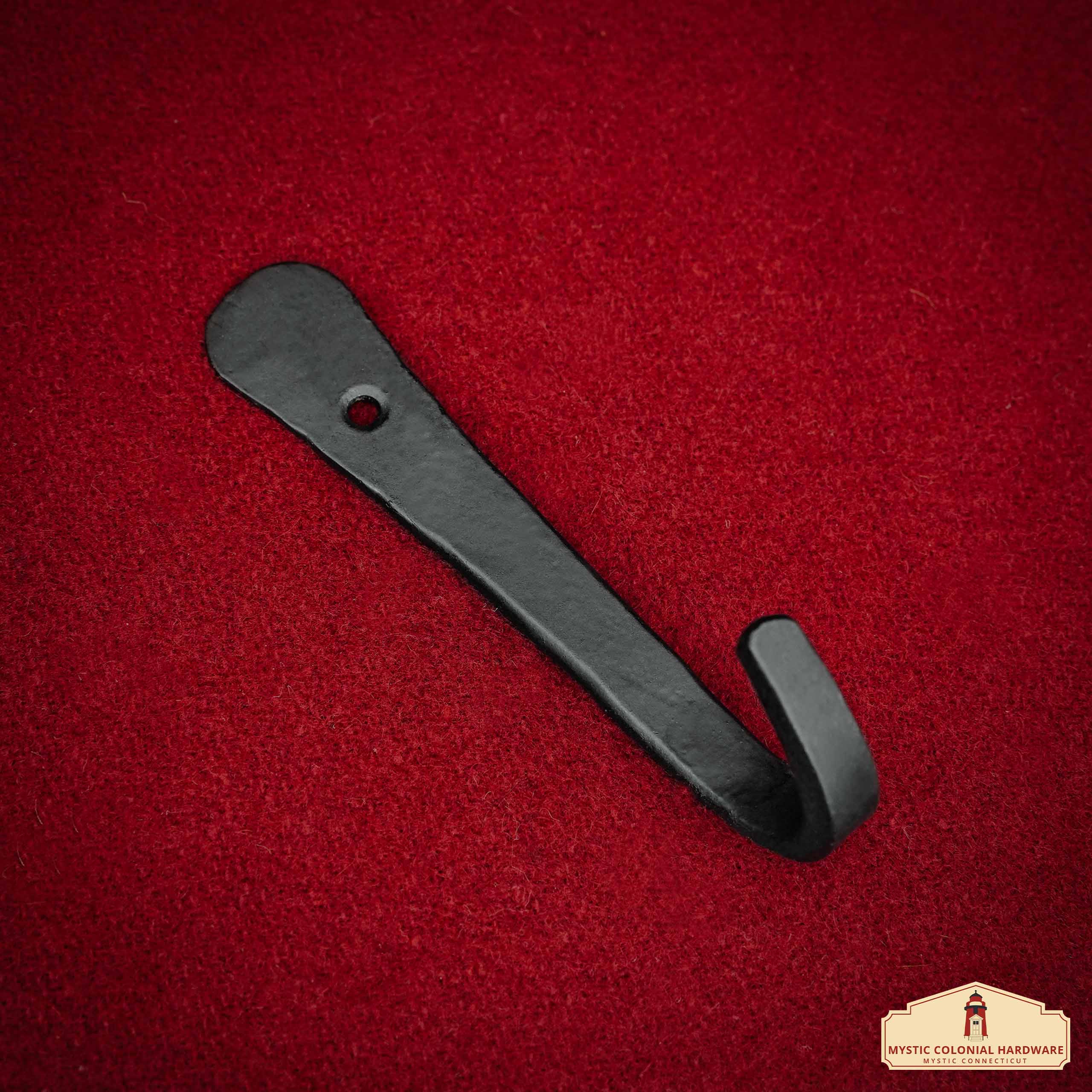 DSC02016+ Rustic Forged Iron Wall Hooks, Heavy Duty Retro Utility Hooks for Hanging Coat, Bag, Towel, Robe, Hat and More, Finish: Oil Blackened