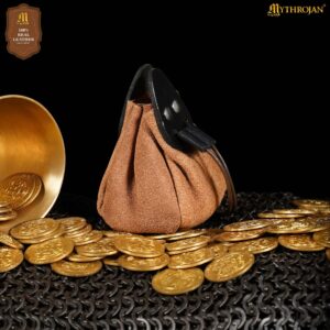 Gold and Dice Suede Leather Drawstring Pouch-300243 1 Pouch