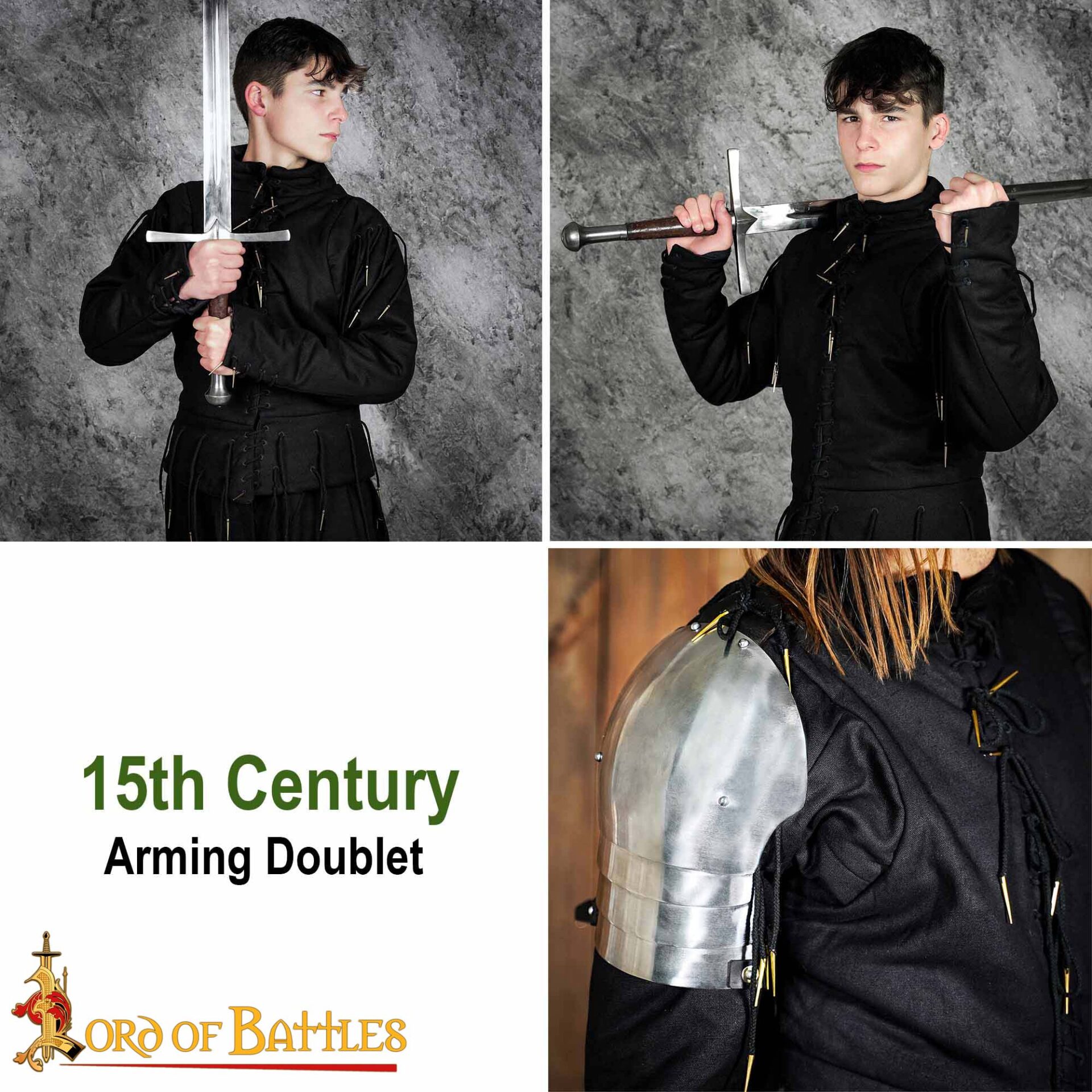 15th Century Medieval Black Arming Doublet-7121BK 7 15th Century Arming Doublet