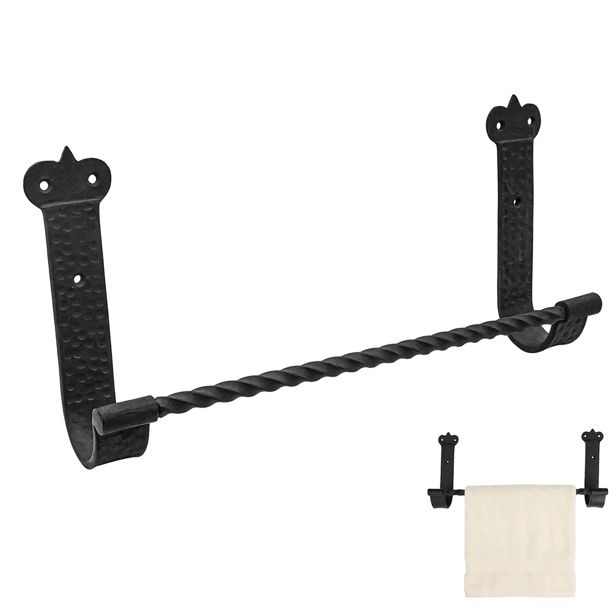 Hand Forged Iron Towel Holder | Rustic Twisted Towel Bar - Image 6