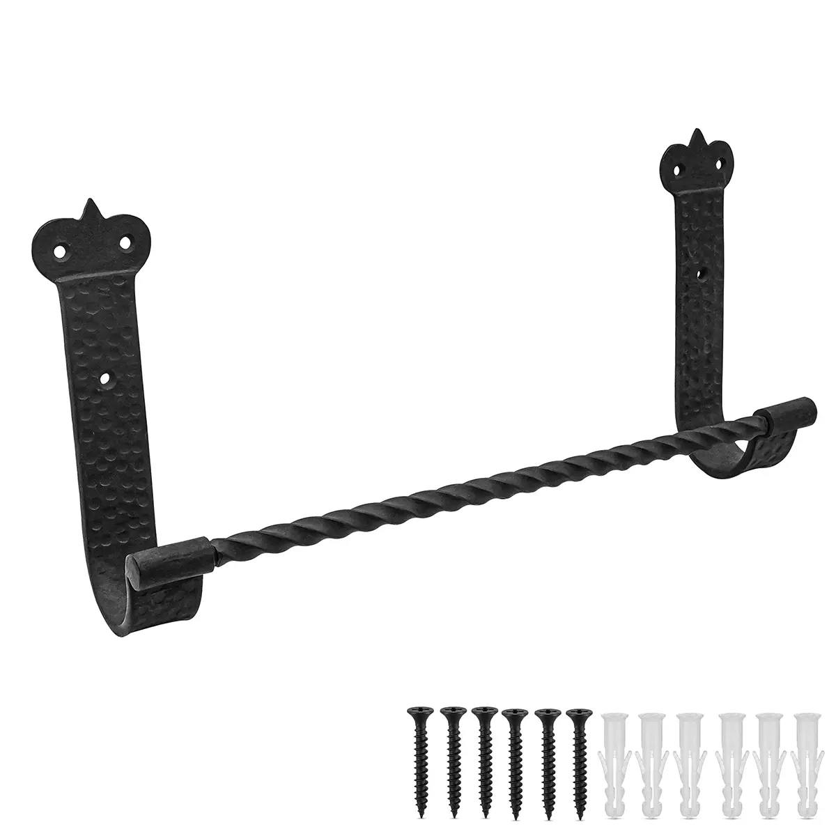 Hand Forged Iron Towel Holder | Rustic Twisted Towel Bar