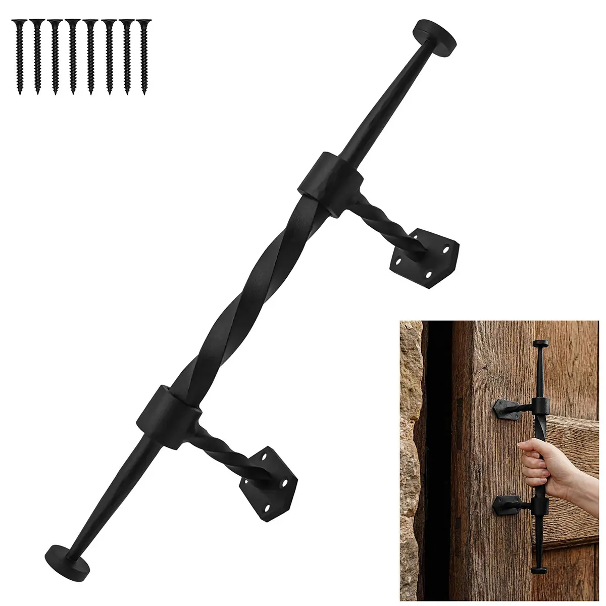 Medieval Style Castle Door Handle: Solid Hand Forged Iron