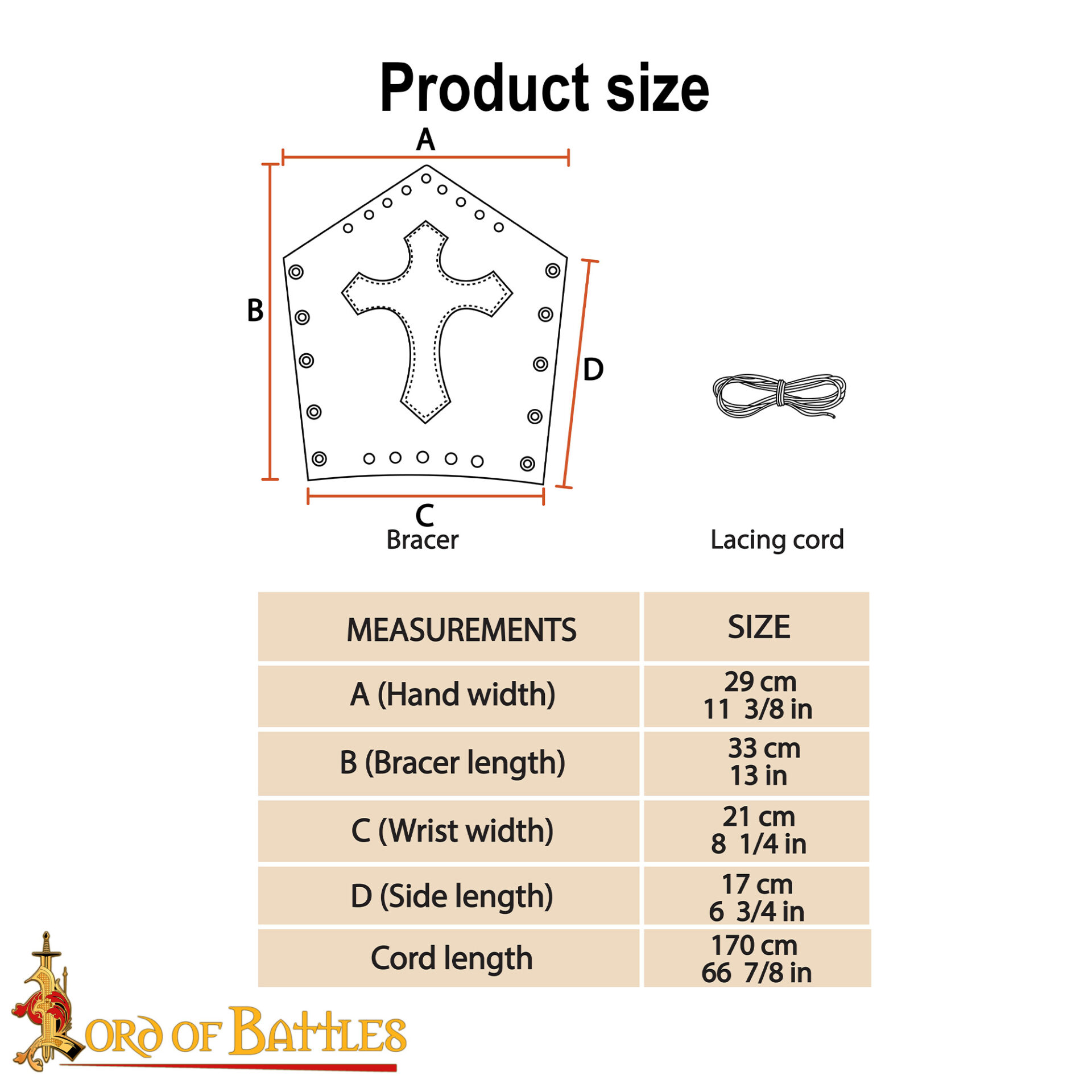 Medieval Leather Crusader Cross Bracers Arm Guards - 60656 2 Leather Crusader Cross Bracers