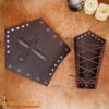 Medieval Leather Crusader Cross Bracers Arm Guards - 60656 5 Leather Crusader Cross Bracers