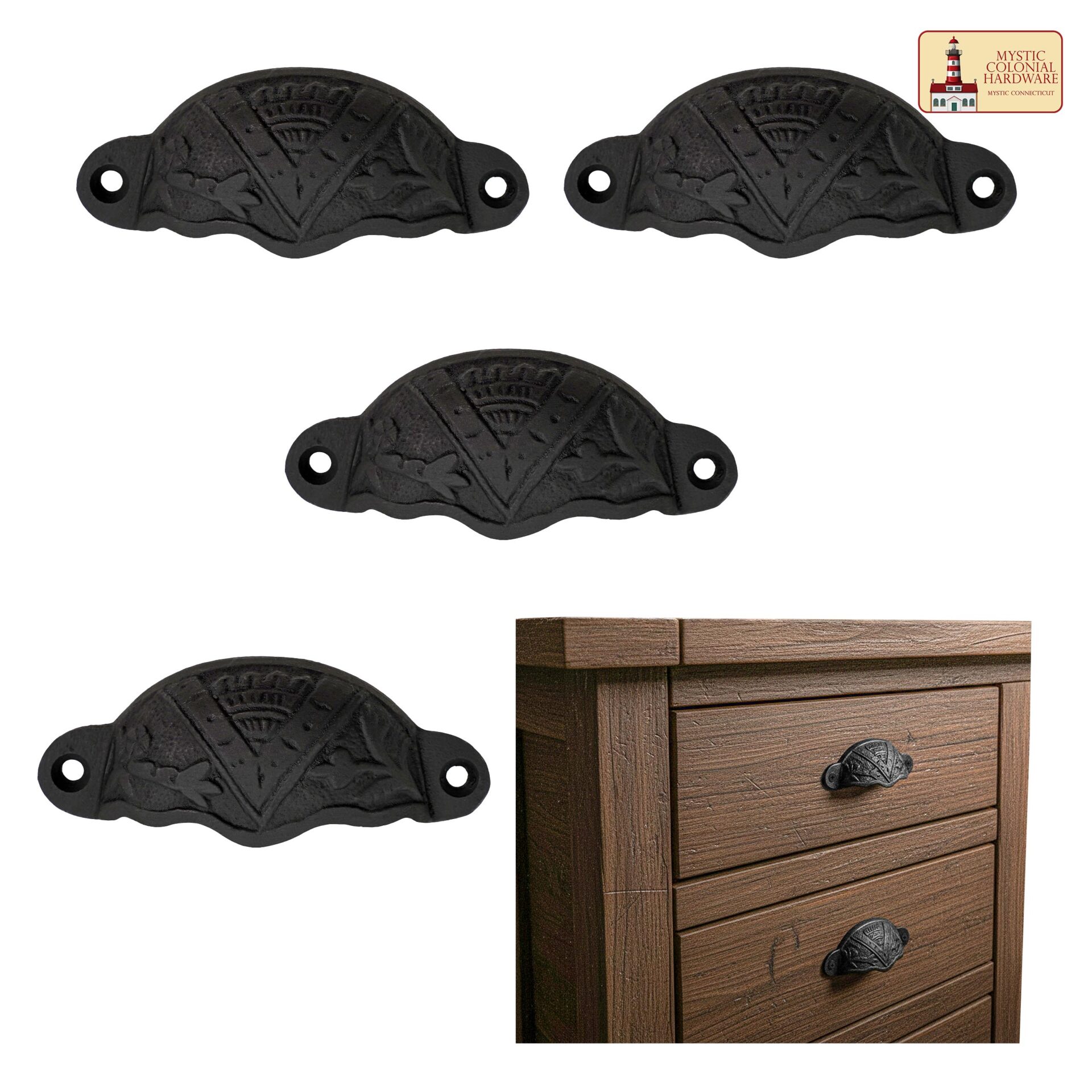 Rustic Cast Iron Drawer Pull Cabinet Cup Pull-500102OB-4set 3 Cabinet Cup Pulls