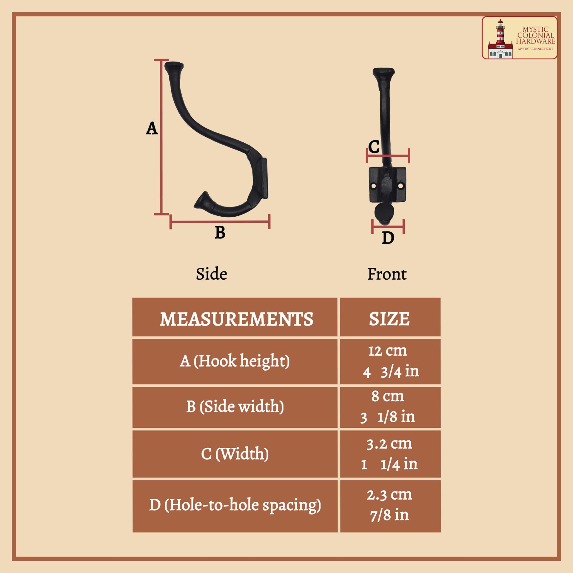 Rustic Cast Iron Wall Hooks-500148OB-2SET 2 Rustic Cast Iron Wall Hooks, Heavy Duty Retro Utility Hooks for Hanging Coat, Bag, Towel, Robe, Hat and More, Pack of 2, Black