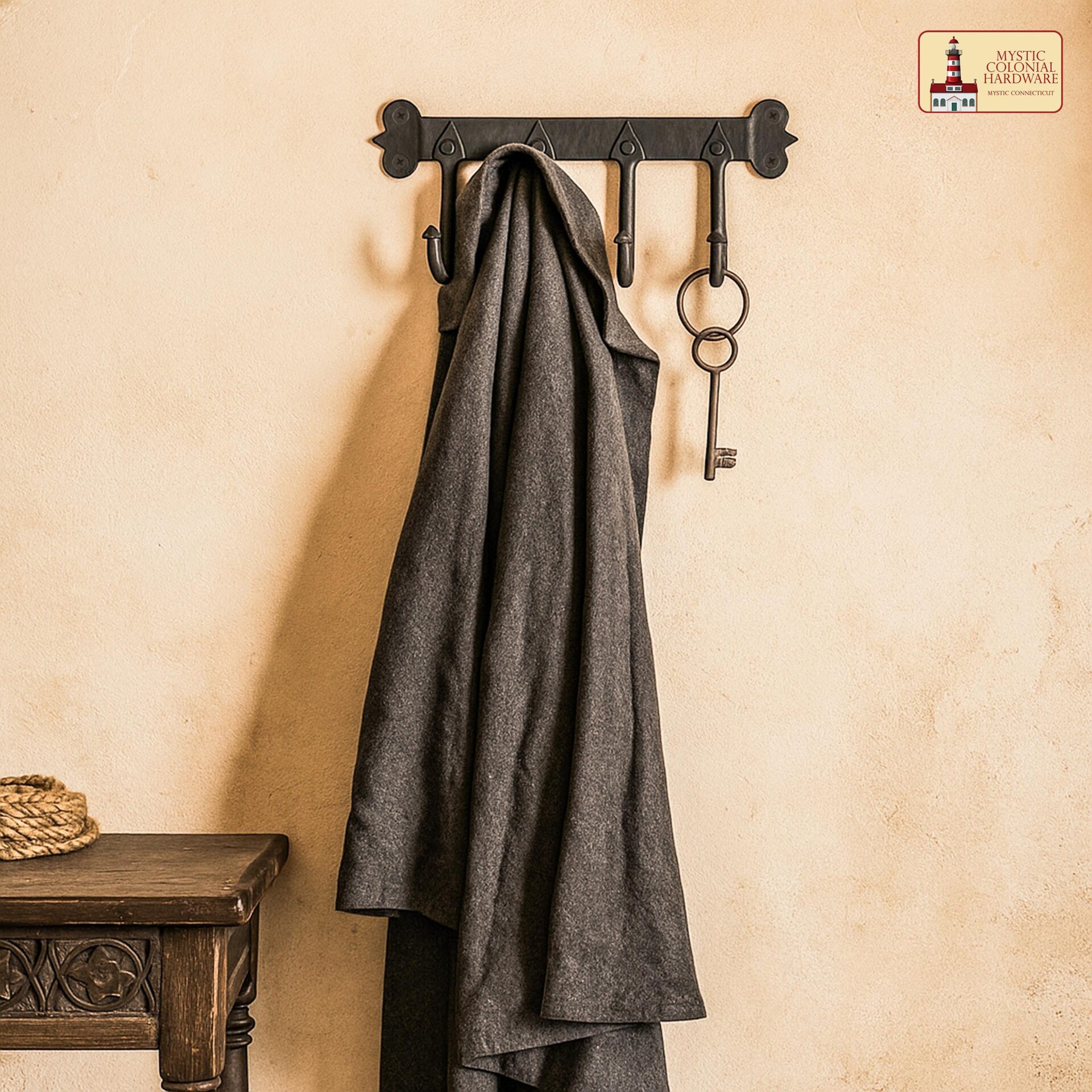 Rustic Cast Iron Wall Hooks - 500242OB-4 5 Rustic Cast Iron Wall Hooks, Heavy Duty Retro Utility Hooks for Hanging Coat, Bag, Towel, Robe, Hat and More, Finish : Oil Blackened