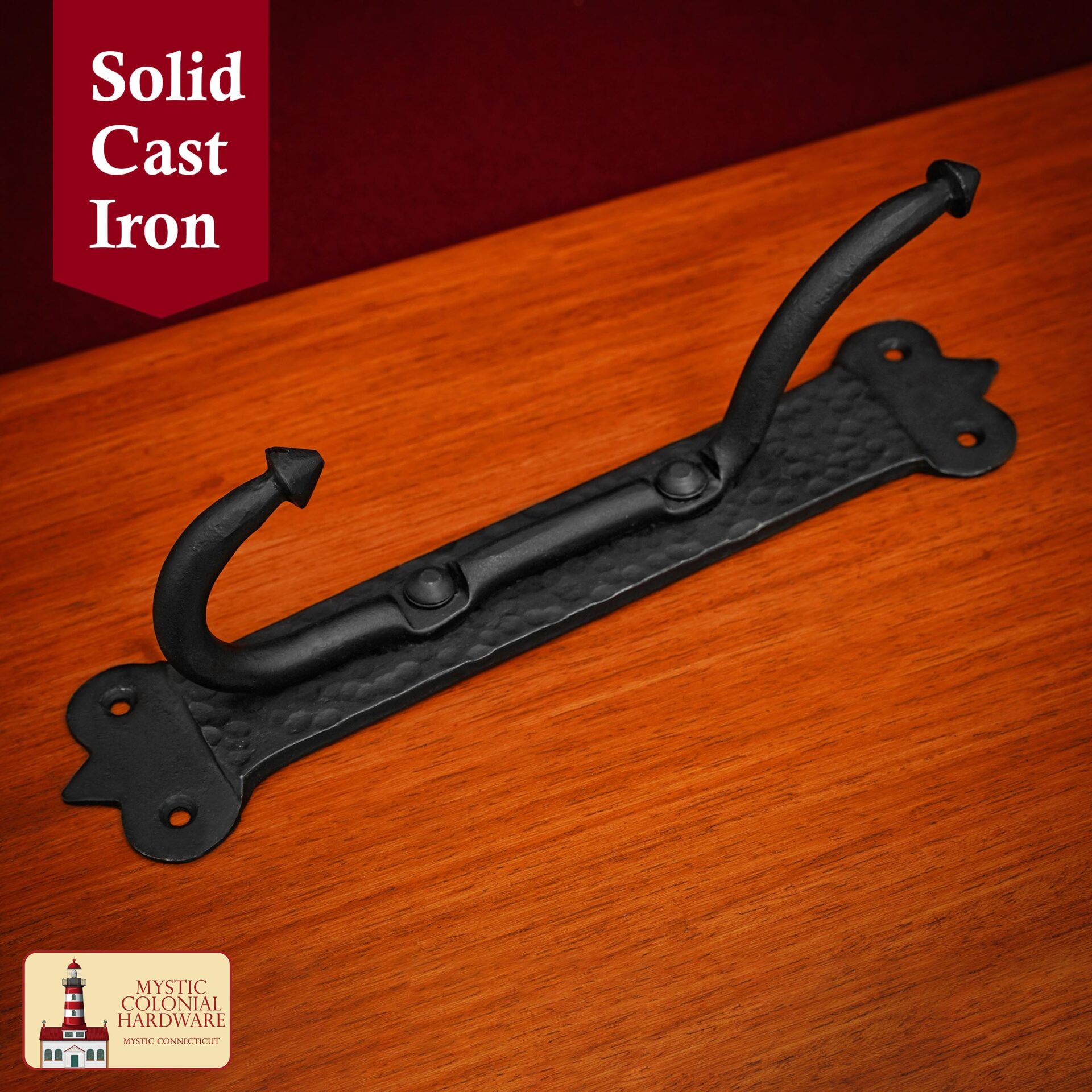 Rustic Hand Forged Iron Double Wall Hook - 500198 4 Double Wall Hook