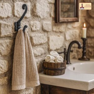 Rustic Cast Iron Wall Hooks, Heavy Duty Retro Utility Hooks for Hanging Coat, Bag, Towel, Robe, Hat and More, Finish : Oil Blackened