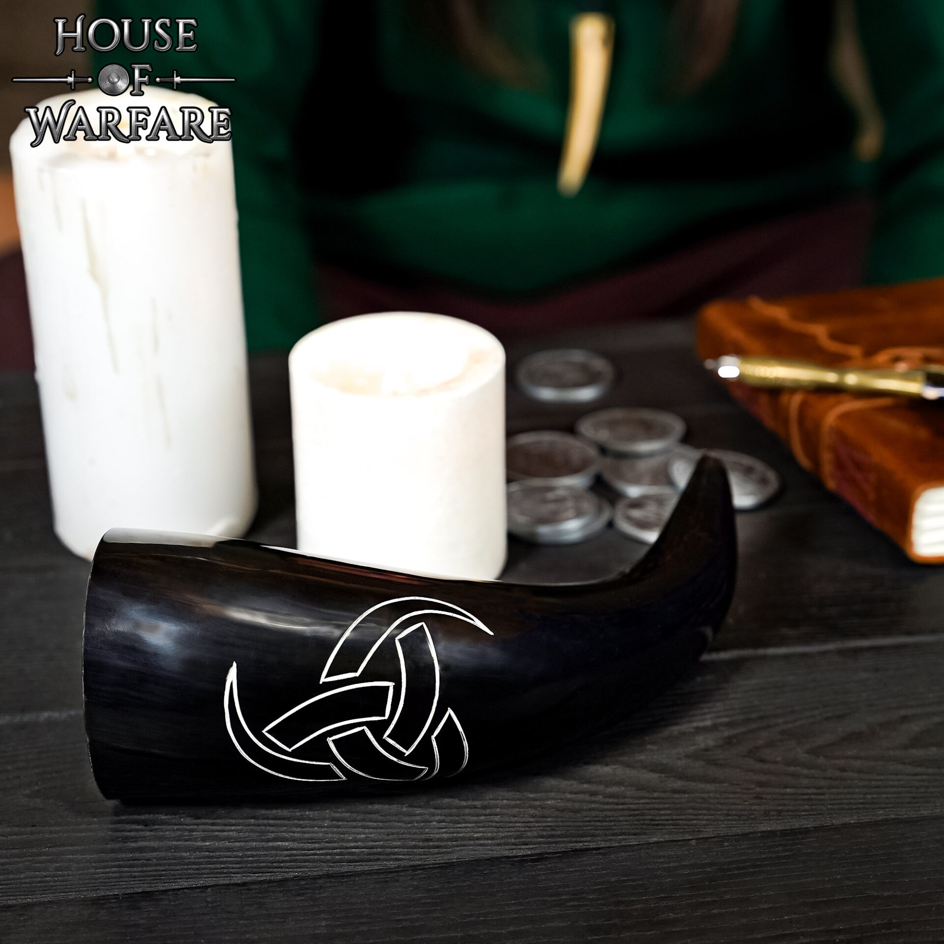 700436_4 Genuine Drinking Horn 250 – 300 ML with Hand-Carved ‘Odin’s Triple Horns’
