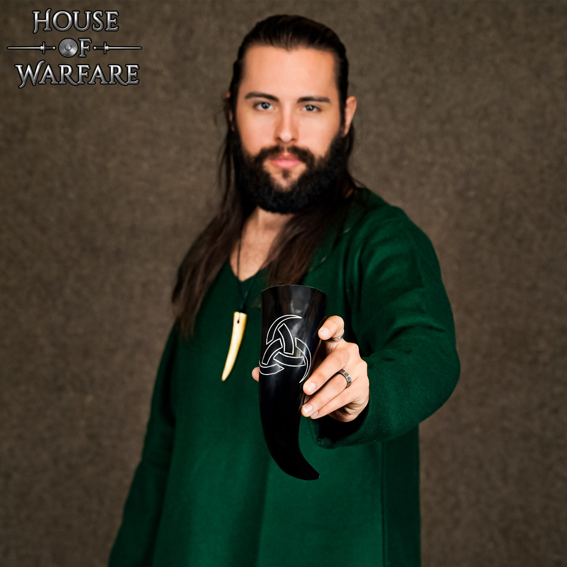 700436_5 Genuine Drinking Horn 250 – 300 ML with Hand-Carved ‘Odin’s Triple Horns’