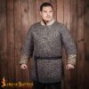 Chainmail Haubergeon 8mm 18 Gauge Round Riveted Mild Steel Medieval Shirt, Half Sleeves - 163N Chainmail Haubergeon