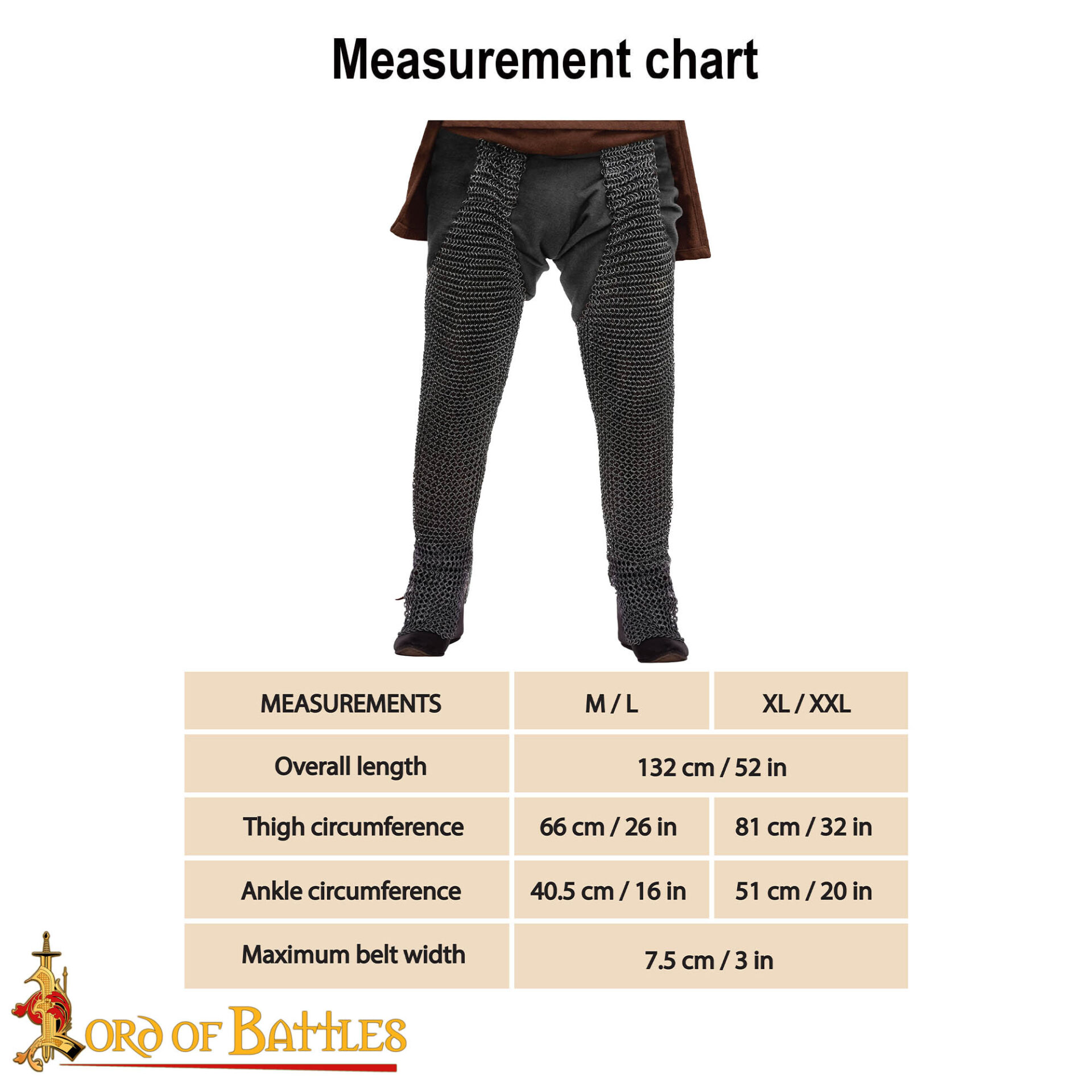 Leggings Mild Steel Butted 10mm16gauge-532BK 2 Round Ring Chainmail Leggings