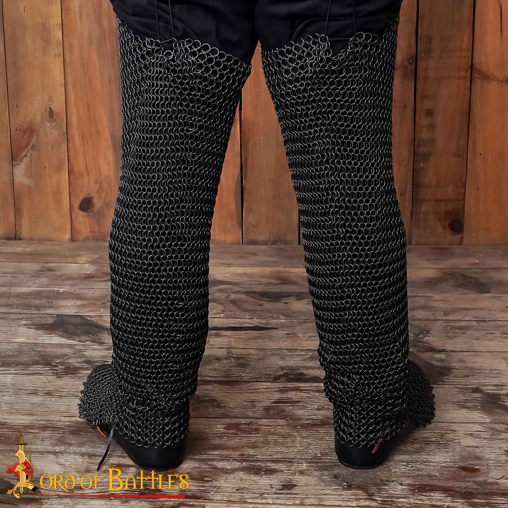 Leggings Mild Steel Butted 10mm16gauge-532BK 4 Round Ring Chainmail Leggings