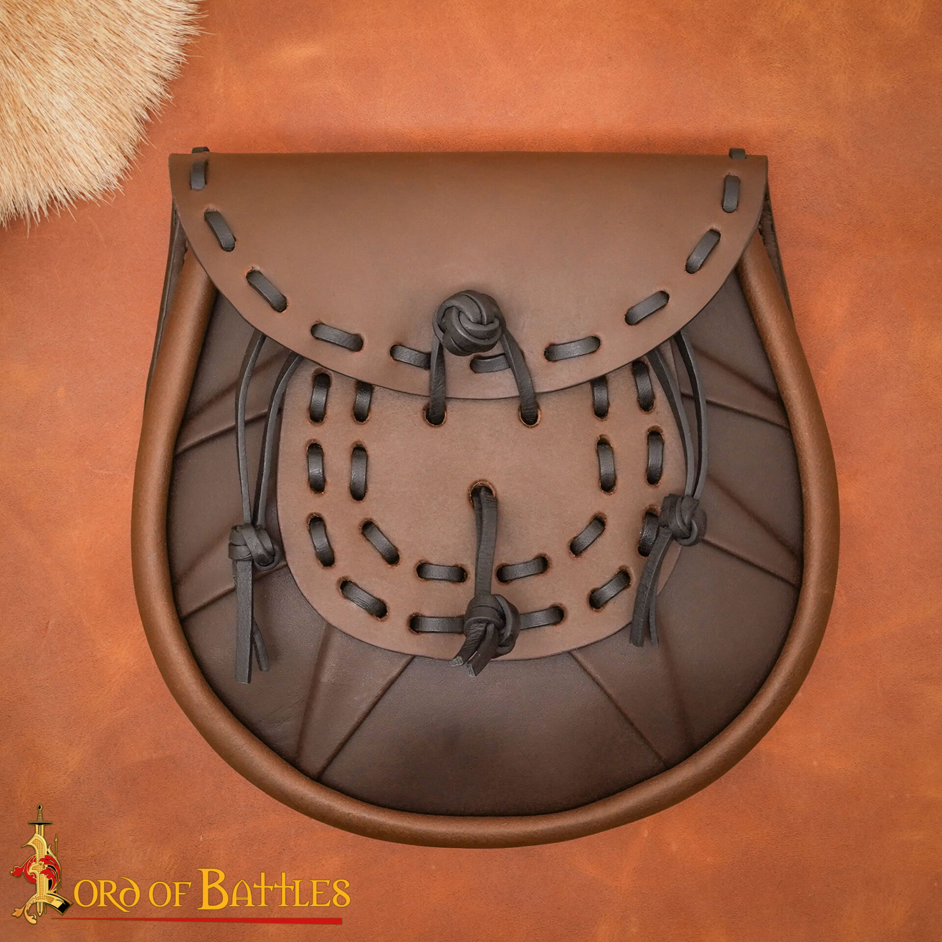 Medieval Sporran Bag Brown-6722CBR 5 Medieval Sporran with Tied Tassels Belt Bag