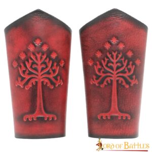 Genuine Leather Bracers with Embossed Tree of Gondor Motif