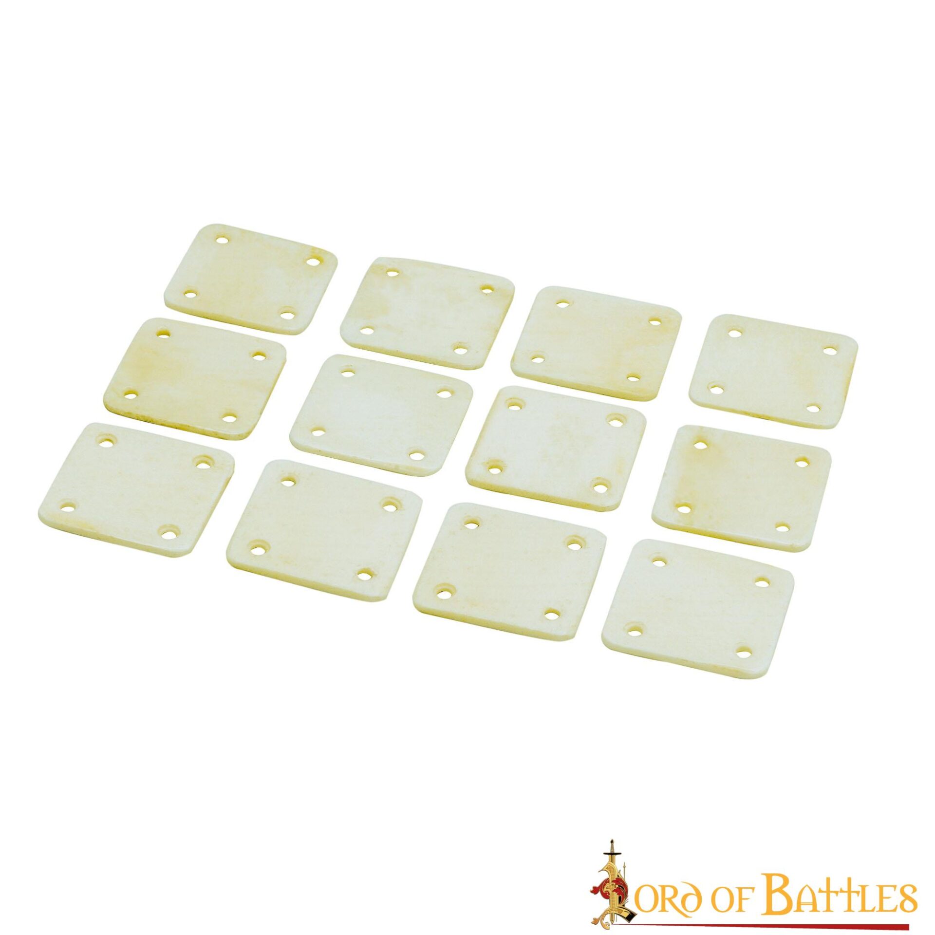 Viking Weaving Bone Tablets Functional Genuine Bone Accessory Square bone tablet weaving cards with four corner holes arranged in a set.