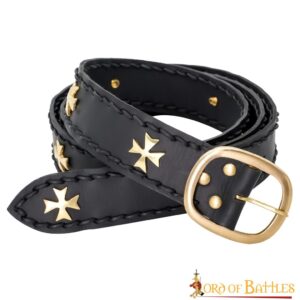 Medieval Crusader Genuine Leather Belt Pure Brass Cross Belt Mount