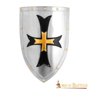 Fantasy Crusader Knight Steel Shield for Décor and Reenactments