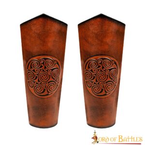 Genuine Leather Bracers with Embossed Celtic Spiral Design