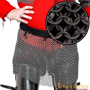 Medieval Chainmail Skirt Round Ring Dome Riveted Alternating Flat Rings, ID 9mm, Mild Steel