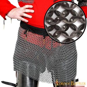 Flat Ring Chainmail Skirt, Riveted, ID 9 mm, Natural