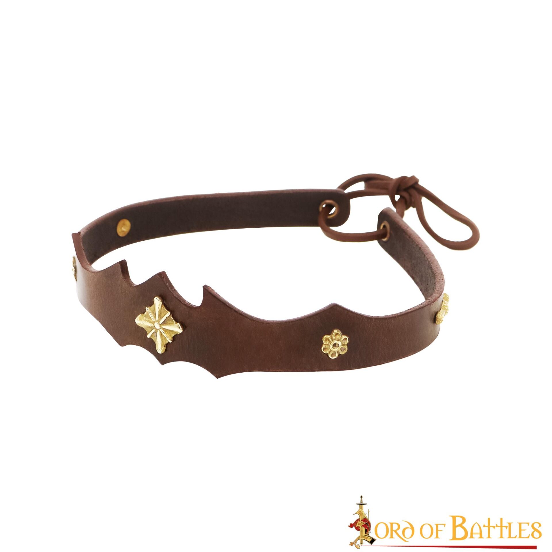 Princely Hunter Leather Headband With Pure Brass Mounts