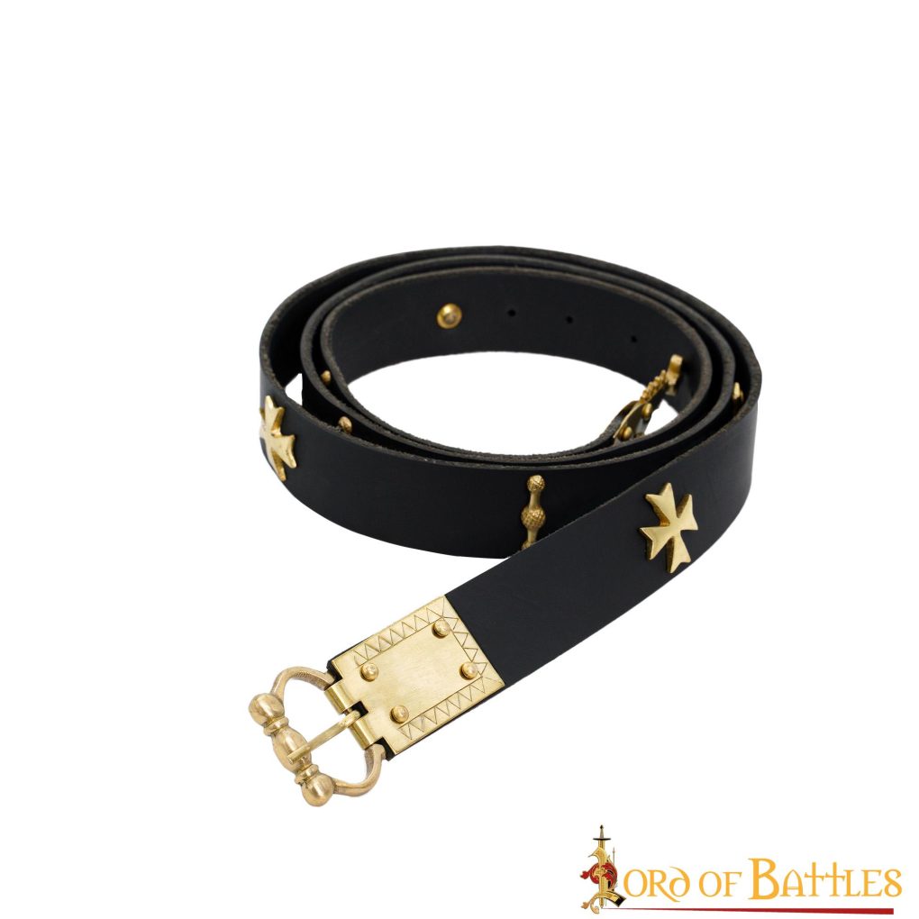 Medieval Leather Belt with Pure Brass Details Medieval Leather Belt with Pure Brass Details