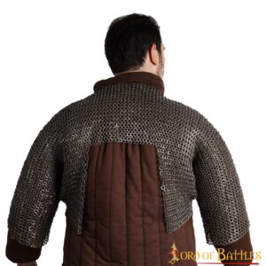 Flat Ring Chainmail Half Haubergeon Joined Sleeves Voiders, Riveted and Alternating, ID 6 mm, Natural