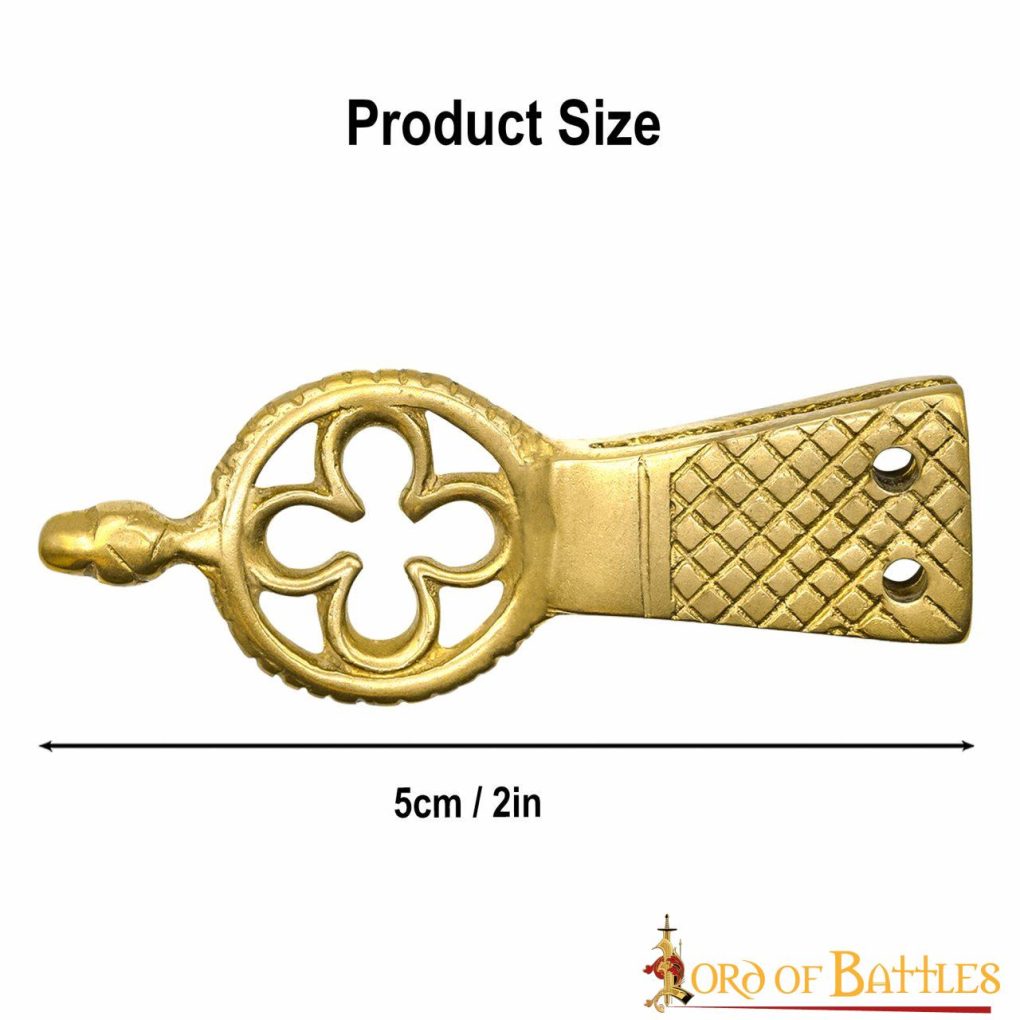 Quatrefoil Pure Solid Brass Belt End Chape Set of 5