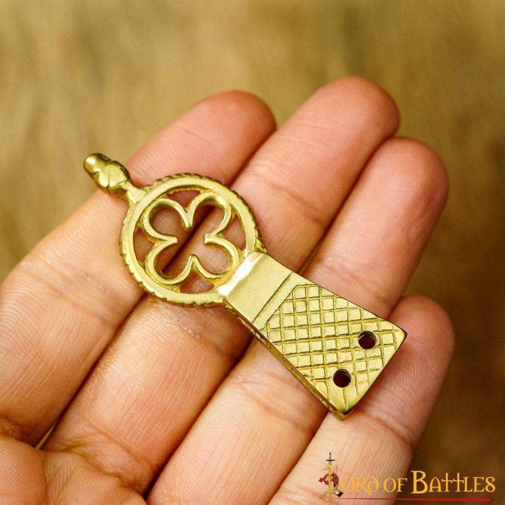 Quatrefoil Pure Solid Brass Belt End Chape Set of 5