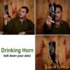 Stallion Drinking Horn with Pure Solid Brass Fittings Genuine Ox Horn