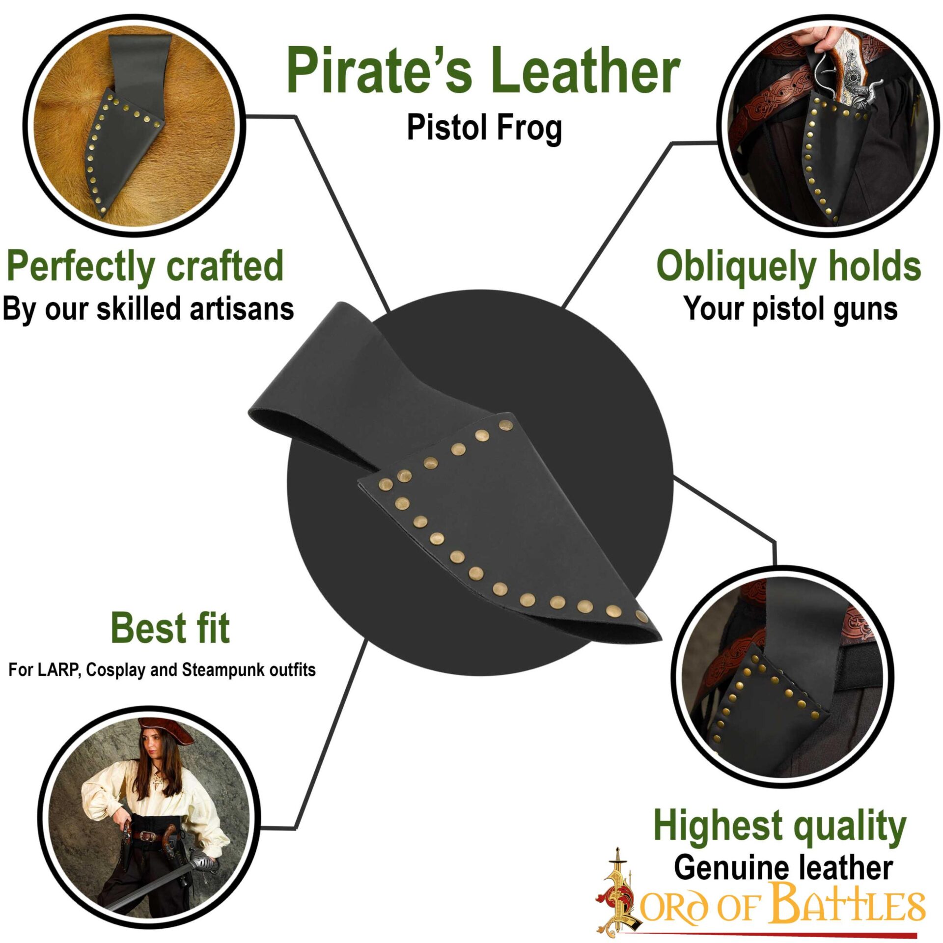 Pirate's Leather Pistol Frog Handcrafted Genuine Leathercraft Pirate's Leather Pistol Frog Handcrafted Genuine Leathercraft