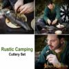Rustic Cutlery Set Stainless Steel Functional Camp Gear