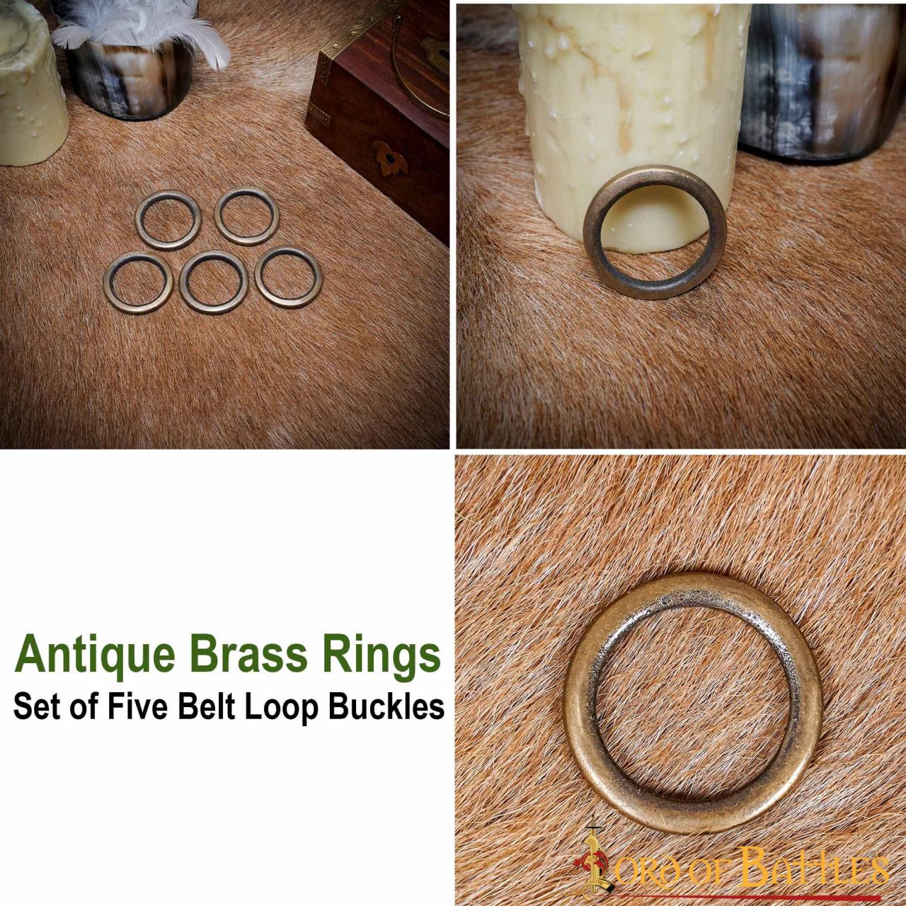 Ring Buckle Antique Brass Loop Belt Functional Accessory Set of 5 Pieces Ring Buckle Antique Brass Loop Belt Functional Accessory Set of 5 Pieces