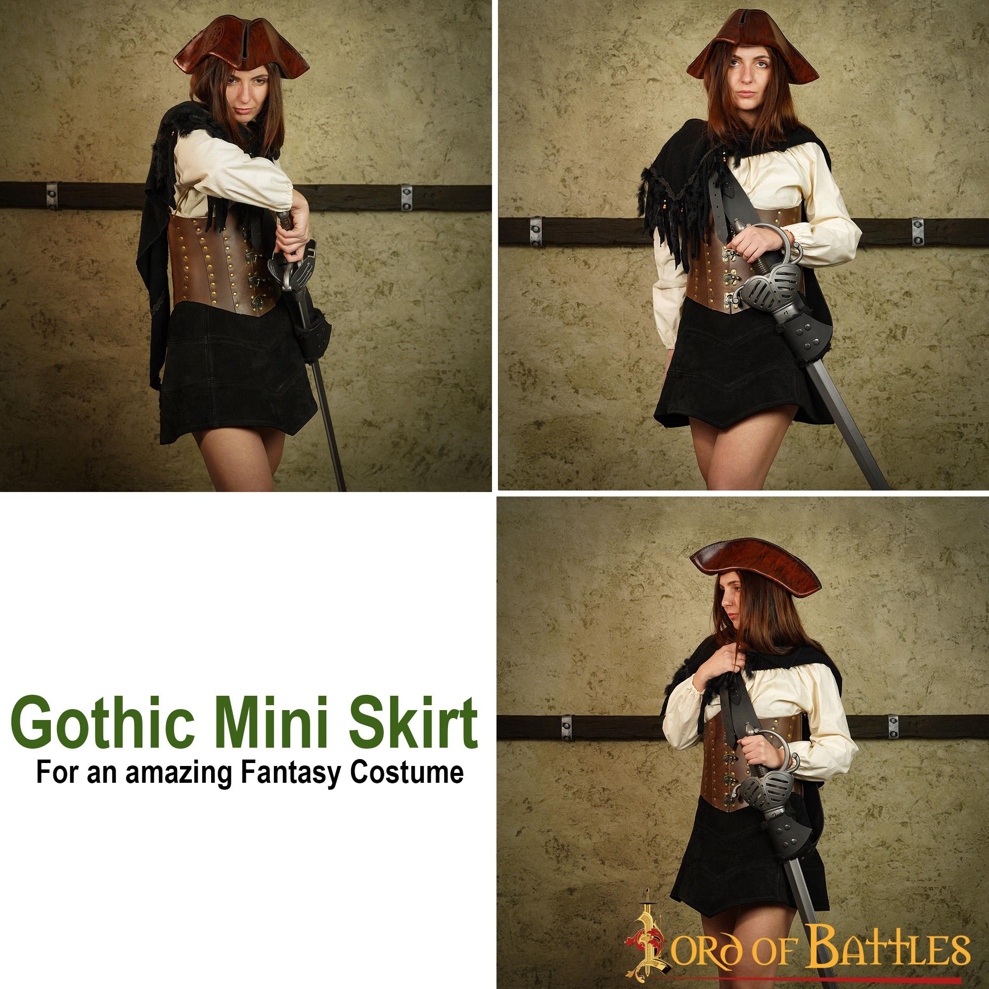 Gothic Suede Leather Skirt With Strings LARP and Fantasy Outfit