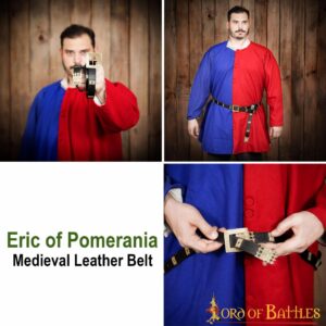 Medieval Eric of Pomerania Leather Belt with Pure Brass Details