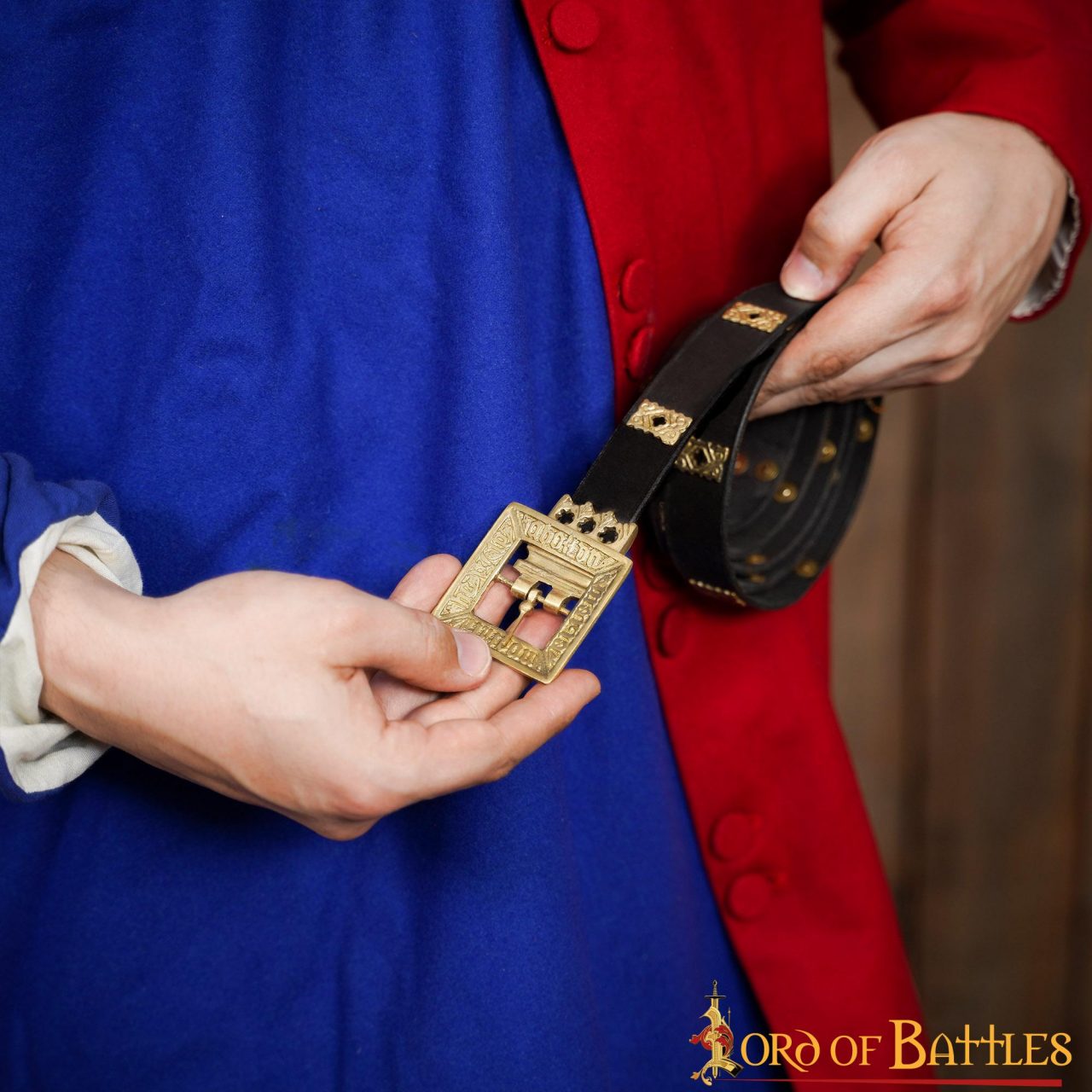 Medieval Eric of Pomerania Leather Belt with Pure Brass Details