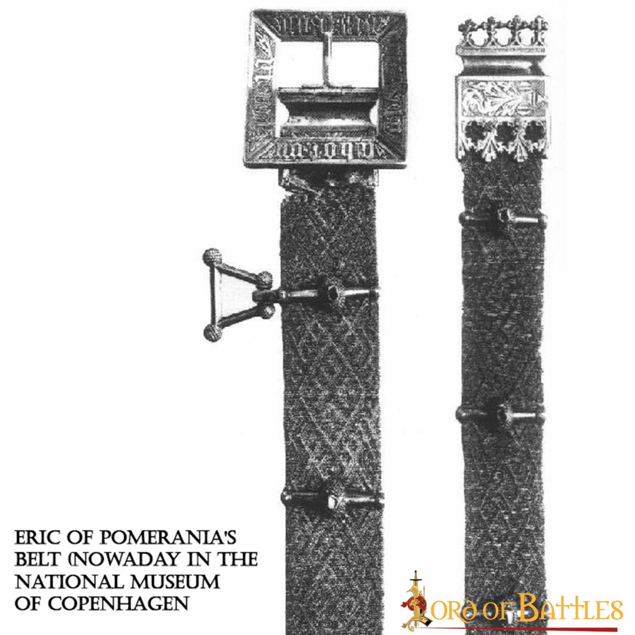 Medieval Eric of Pomerania Leather Belt with Pure Brass Details