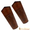 Genuine Leather Bracers with Embossed Celtic Spiral Design