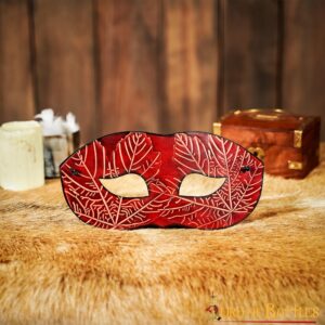 Genuine Leather Eye Mask with Embossed Maple Leaf Motifs Genuine Leather Eye Mask with Embossed Maple Leaf Motifs