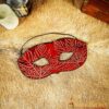 Genuine Leather Eye Mask with Embossed Maple Leaf Motifs